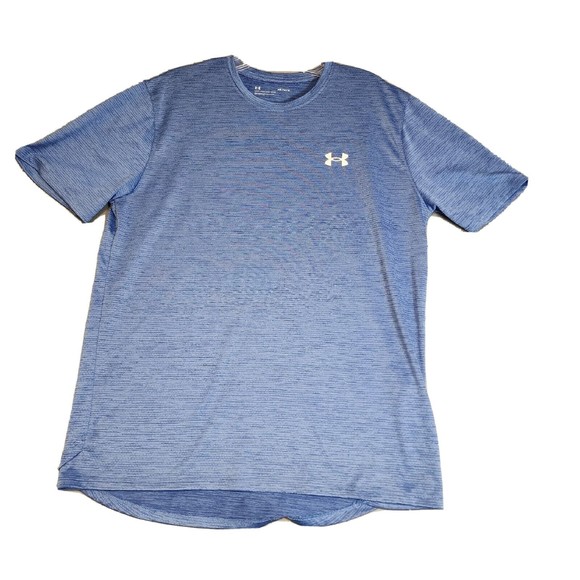 Under Armour Shirt Mens Medium Blue TShirt T-Shirt Loose Round Neck Short Sleeve - Picture 1 of 16